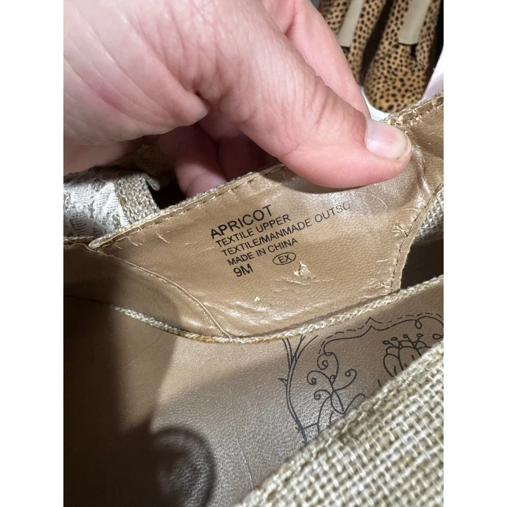 Lilly Pulitzer Apricot Lace Burlap Cork Wedge Sandals Floral Slingback Tan 9M